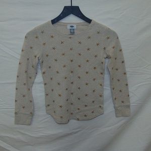 Long sleeve grey thermal with gold stars